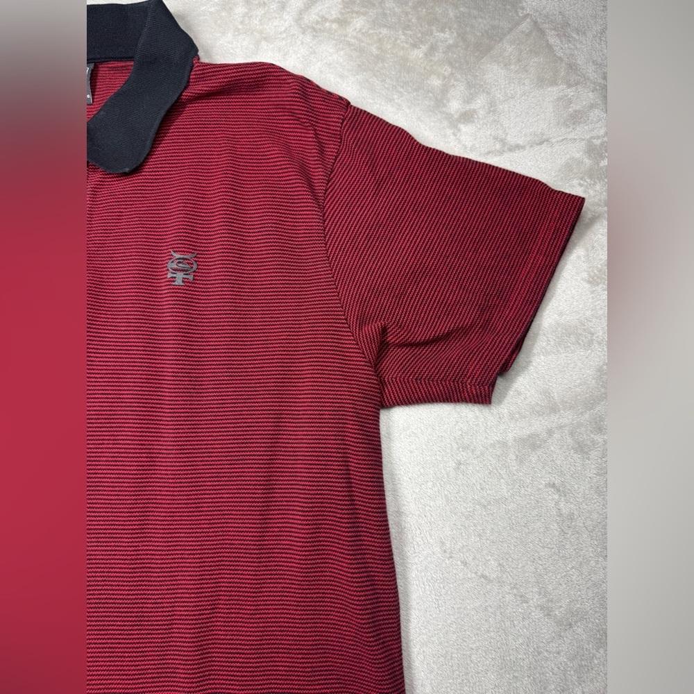 Quicksilver Men’s Mercury Red Black Striped Surf Beach Polo Shirt Size XL - Picture 5 of 15